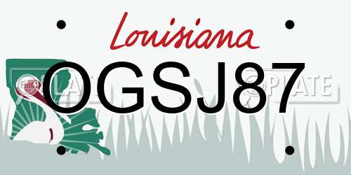 OGSJ87 Louisiana License Plate