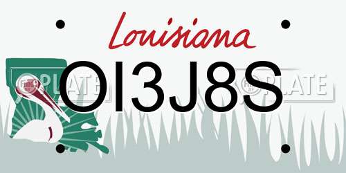 OI3J8S Louisiana License Plate