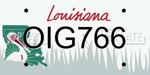 OIG766 Louisiana License Plate