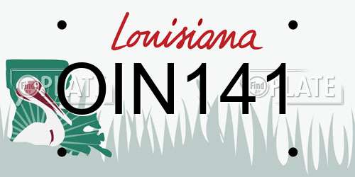 OIN141 Louisiana License Plate