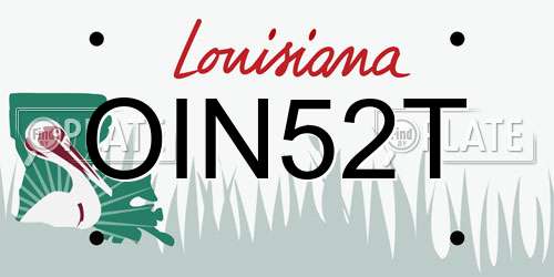 OIN52T Louisiana License Plate