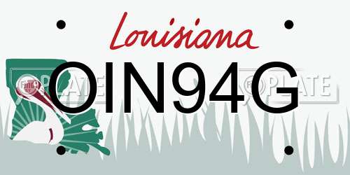 OIN94G Louisiana License Plate