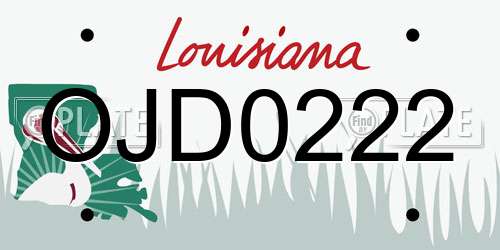 OJD0222 Louisiana License Plate