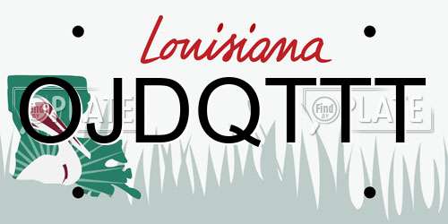 OJDQTTT Louisiana License Plate