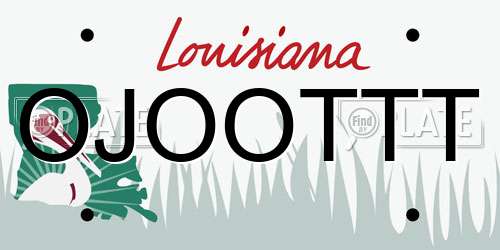 OJOOTTT Louisiana License Plate