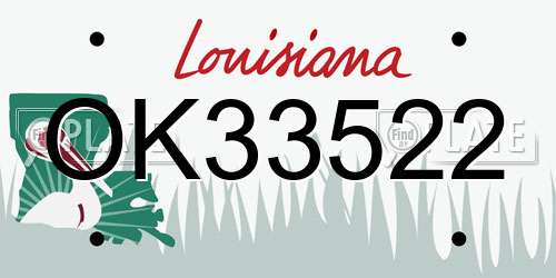 OK33522 Louisiana License Plate