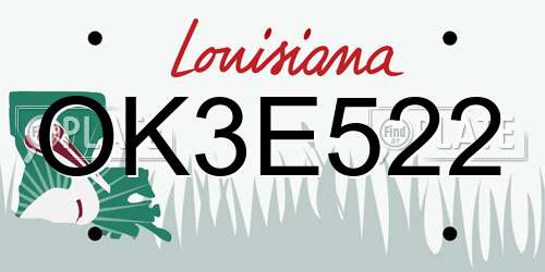 OK3E522 Louisiana License Plate