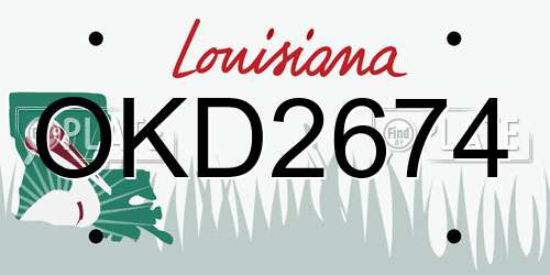 OKD2674 Louisiana License Plate