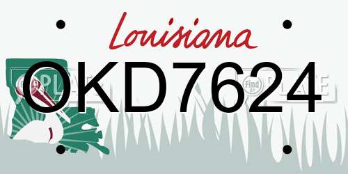 OKD7624 Louisiana License Plate