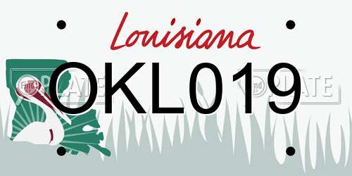 OKL019 Louisiana License Plate