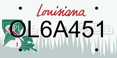OL6A451 Louisiana License Plate