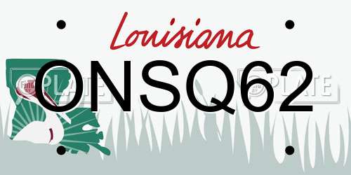 ONSQ62 Louisiana License Plate
