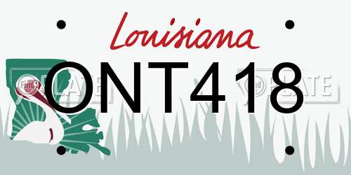 ONT418 Louisiana License Plate