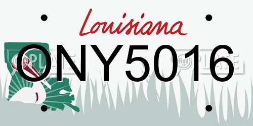 ONY5016 Louisiana License Plate