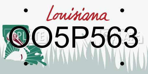 OO5P563 Louisiana License Plate
