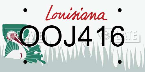 OOJ416 Louisiana License Plate