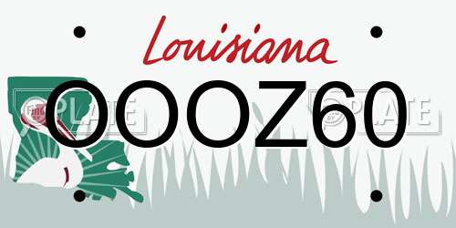 OOOZ60 Louisiana License Plate