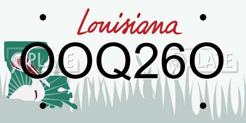 OOQ26O Louisiana License Plate