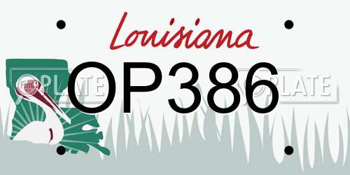 OP386 Louisiana License Plate