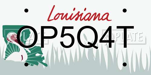 OP5Q4T Louisiana License Plate