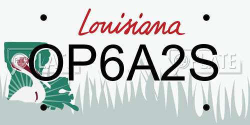 OP6A2S Louisiana License Plate