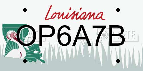 OP6A7B Louisiana License Plate