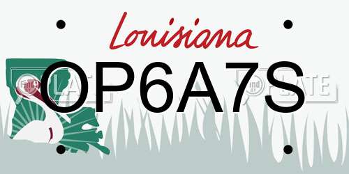 OP6A7S Louisiana License Plate