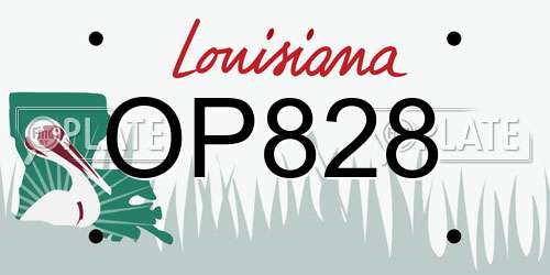OP828 Louisiana License Plate