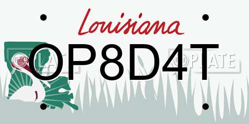 OP8D4T Louisiana License Plate