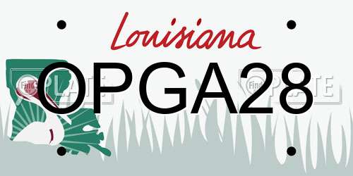 OPGA28 Louisiana License Plate
