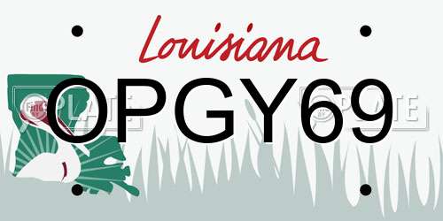 OPGY69 Louisiana License Plate