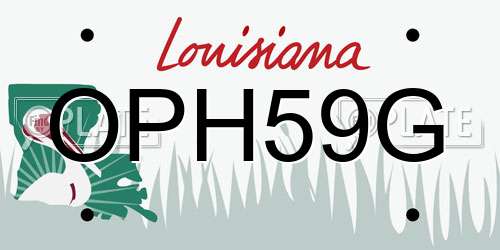 OPH59G Louisiana License Plate