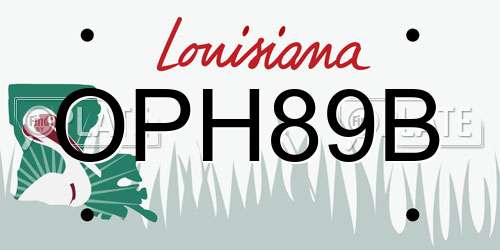 OPH89B Louisiana License Plate