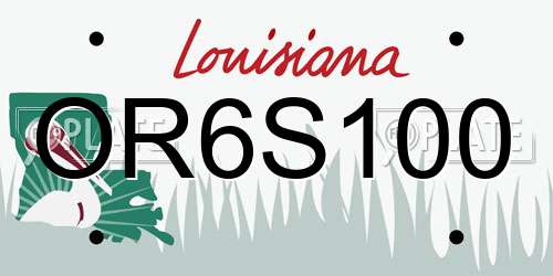 OR6S100 Louisiana License Plate