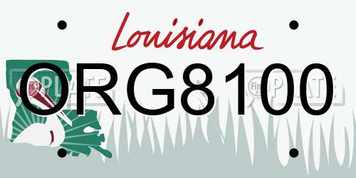 ORG8100 Louisiana License Plate