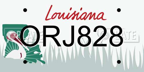 ORJ828 Louisiana License Plate