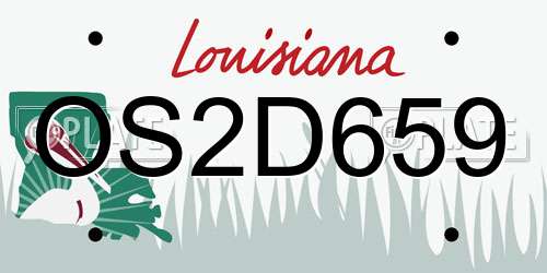 OS2D659 Louisiana License Plate