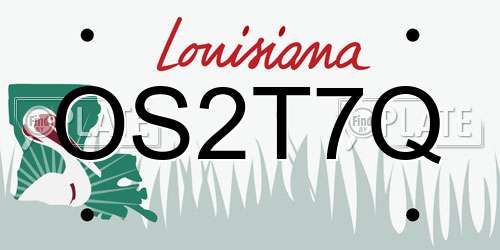 OS2T7Q Louisiana License Plate