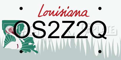 OS2Z2Q Louisiana License Plate