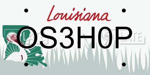 OS3H0P Louisiana License Plate