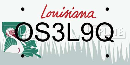 OS3L9Q Louisiana License Plate