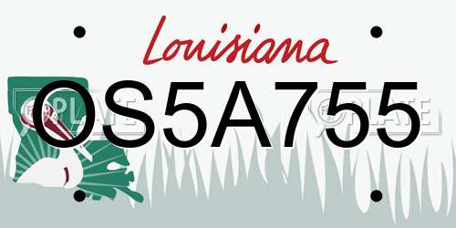 OS5A755 Louisiana License Plate