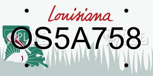 OS5A758 Louisiana License Plate