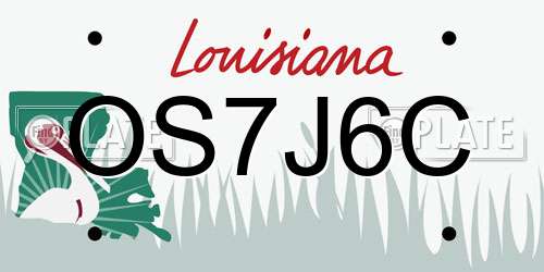 OS7J6C Louisiana License Plate