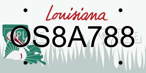 OS8A788 Louisiana License Plate