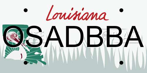 OSADBBA Louisiana License Plate