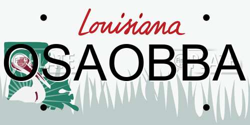 OSAOBBA Louisiana License Plate