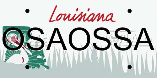 OSAOSSA Louisiana License Plate