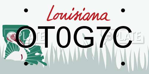 OT0G7C Louisiana License Plate