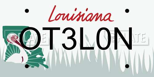 OT3L0N Louisiana License Plate